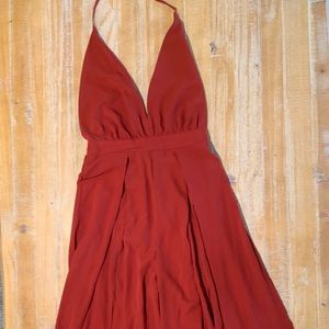 Burgundy red halter jumpsuit size s/m